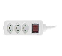 Inline® Multiprise Suisse 3 Compartiments avec Interrupteur Blanc 1,5 m