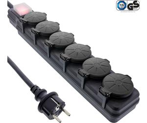 InLine® Outdoor-prise multiple, 6x contact de protection, IP44, avec interrupteur, 10m