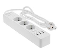 InLine - Rallonge - CA 220-250 V - 4000 Watt - Ports de sortie : 3 (3 x USB type A, 3 x power type F) - 1,5m - Allemagne - blanc (16491)