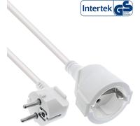 InLine® Rallonge électrique prise de courant de sécurité coudée / prise femelle, blanc, 15m