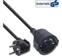InLine® Rallonge électrique prise de courant de sécurité coudée/prise femelle, noir, 15m
