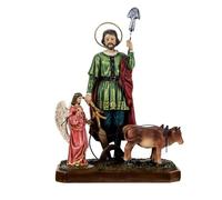 Inmaculada Romero IR Figurine San Isidro Labrador 20 Cm. Résine avec Détail De Bœufs Motif Ange des Agriculteurs