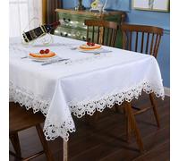Inmerget Élégante nappe en dentelle blanche pour table basse pour mariage fête maison cuisine salon décoration de table rectangulaire 110 x 160 cm