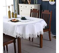 Inmerget Nappe élégante en dentelle blanche pour mariage, fête, maison, cuisine, salon, décoration de table ovale 155 x 215 cm, Blanc, Oval 155X215cm, (TBC)