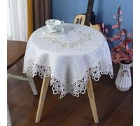 Inmerget Petite nappe carrée blanche élégante en dentelle pour table de chevet pour fête de mariage maison cuisine salon décoration 85 x 85 cm