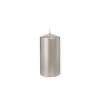 innaGLAS Bougie cylindrique Rosella, Argent, 12cm, Ø6cm, 40h | Made in Germany - Bougie de Noël