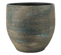 innaGLAS Pot de Fleurs en céramique, dégradé, Bleu-Or, 13 cm, Ø 14 cm - Cache-Pot en céramique