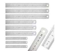 INNAL Lot de 9 Regle Metal Reglet 30 cm 20 cm 15 cm Règle en Acier Inoxydable Réglet Droite Regle Metallique Réglet Métrique et Impérial Double Face pour Bureau Dessin D'ingénierie Enseignement