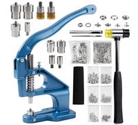 Inncen Kit de presse à œillets professionnel avec 1000 œillets, 50 fermetures à pression, 50 boucles à cinq dents, 5 matrices et marteau, presse à œillets, machine à œillets, pour tissu, cuir, bâches
