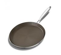 Innerwell Poêle à Crêpes en Acier Inoxydable 30 cm, Poêle à Crêpes Induction, Revêtement antiadhésif en céramique de titane, Sans PFOA (Marron)