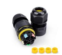 Innfeeltech 1 pièce Boîtier de jonction étanche Connecteur de câble extérieur, connexion rapide M25, 4 pôles pour câble de 5 à 8 mm, avec 4 pièces de serre-fil et bouchon en caoutchouc