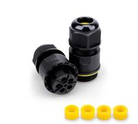 Innfeeltech 1 pièce Boîtier de jonction étanche Connecteur de câble extérieur, sertissage à vis M25, 5 pôles pour câble de 5 à 8 mm, avec 4 pièces de serre-câbles et bouchons en caoutchouc
