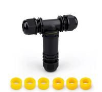 Innfeeltech 1 pièce Boîtier de jonction étanche de type T Connecteur de câble extérieur, sertissage à vis M25, 4 pôles pour câble de 5 à 8 mm, avec 6 pièces de serre-fil et bouchon en caoutchouc