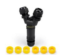 Innfeeltech 1 pièce Boîtier de jonction étanche de type Y Connecteur de câble extérieur, sertissage à vis M25, 4 pôles pour câble de 5 à 8 mm, avec 6 pièces de serre-fil et bouchon en caoutchouc