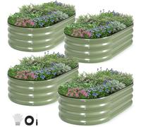 INNO STAGE Jardinière surélevée galvanisée de 122 cm en métal pour cultiver des légumes, des herbes, des fleurs en acier - Vert olive - Lot de 4