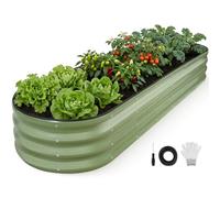 INNO STAGE Jardinière surélevée galvanisée de 2,4 m en métal pour cultiver des légumes, des herbes, des fleurs en acier - Vert olive