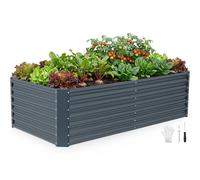 INNO STAGE Kit de jardinière surélevée galvanisée, 180 x 90 x 53 cm en métal pour extérieur, grand lit surélevé en acier pour légumes et fleurs, terrasse, jardinière - Gris