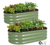 INNO STAGE Lot de 2 jardinières surélevées galvanisées en acier pour cultiver des légumes, des herbes, des fleurs en acier, 1,2 m, vert olive