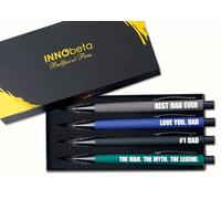InnoBeta Lot de 4 stylos à bille pour papa, idée cadeau pour père, anniversaire, Noël, fête des pères