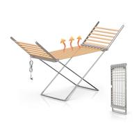 Innotic Séchoir à Linge Chauffant Pliable, Electrique Étendoir à Linge Intérieur avec 18 Barres Chauffantes, 230W Séchage Rapide, 145 * 94 * 54CM, avec des Roues, Blanc