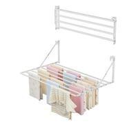 Innotic Séchoir à Linge Mural Pliable de 80 cm - Résistant à la Rouille - avec 8 Barres - Grand Espace - Peu encombrant - pour l'extérieur, la Salle de Bain, Le Balcon, la buanderie - Blanc