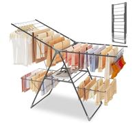 Innotic Séchoir à Linge Pliable à 2 Niveaux en Acier Inoxydable avec 33 Barres - pour intérieur et extérieur - 6 hauteurs réglables en Hauteur - pour vêtements, couettes, Chaussures, Sac