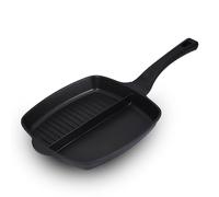 Innovacook Poêle grill à 2 sections de 28 cm, poêle longue durée, batterie de cuisine innovante, poêle à revêtement double couche, compatible avec toutes les plaques de cuisson, noir