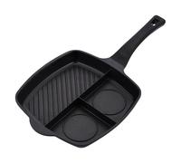Innovacook Poêle grill à 3 sections de 28 cm, poêle longue durée, batterie de cuisine innovante, poêle à revêtement double couche, compatible avec toutes les plaques de cuisson, noir