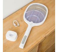 InnovaGoods Raquette anti-moustiques Elecfly 2en1 Rechargeable USB-C LED UV 3000V anti‑décharge