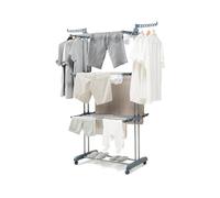 InnovaGoods® Corde à Linge Verticale Pliante, 3 Niveaux, 24 Barres, 36 Crochets supplémentaires, jusqu'à 40 kg, roulettes pivotantes à 360° et Verrouillage, intérieur/extérieur, Robuste, compacte