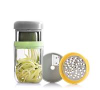 InnovaGoods - Coupe-Légumes Spirale 3-en-1, Râpe Multifonction avec Recettes, Lames en Acier Inoxydable, Démontable et Lavable au Lave-Vaisselle, Multicolore, Polypropylène Acier