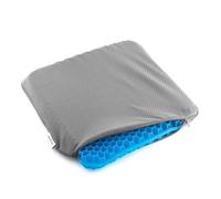 InnovaGoods - Coussin Confort Gel Silicone Hexafresh, Effet Rafraîchissant, Réduit Pression Coccyx, Ergonomique, Housse Lavable, Gris-Bleu, 39x37x3 cm, Polyester et Gel de Silicone