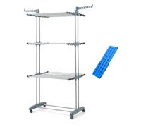 InnovaGoods Étendoir à Linge Pliable Vertical + Cintre de Linge, Pratique et Simple, économise du Temps et de l'espace, étendoir Vertical avec 2 Crochets pour cintres et roulettes Rotation à 360°