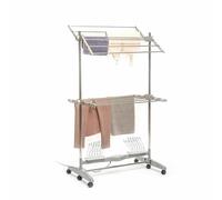 InnovaGoods Dryllon Étendoir Électrique Pliable - 12 Barres, Flux d’Air, Portable avec Roues, Acier/Acrylonitrile, Gris, 87x143.5x64.5 cm