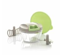 InnovaGoods - Mini-Hachoir Manuel Spinop avec Cordon, Pratique et Compact, Hachage Rapide en Secondes, Lames Acérées en Acier Inoxydable, Facile à Nettoyer, Vert/Gris, Taille Unique, ABS/PP/PS/Acier