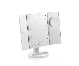 InnovaGoods® Miroir grossissant avec LED 4 en 1 Ledflect, Parfait pour Le Maquillage, Les Soins de la Peau et Autres tâches, avec 4 Niveaux de grossissement différents, lumière LED et Design Compact
