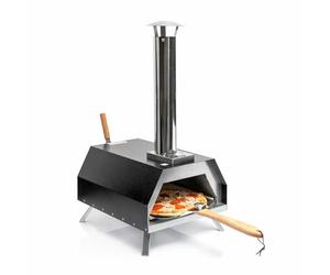 InnovaGoods® Pellet Pizza Oven avec accessoires, four à pizza avec base en pierre Ø 0cm max. cuisson rapide jusqu'à 500ºC et plaque à pizza 30x30cm. Comprend une cheminée et un sac de transport.