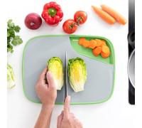 InnovaGoods - Planche à découper réversible multifonction Reblok, Sans BPA, Double face, Plateau amovible, Antidérapante, Légère et durable, Gris, Médiana, TPE