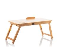 InnovaGoods - Table Pliante d'Appoint en Bambou Lapwood, avec Tiroir et Repose-Verre, Hauteur Réglable 21-27cm, Idéale pour Barbecue Charbon et Travail à Domicile, Beige, 53,5 x 21-27 x 34 cm, Bois