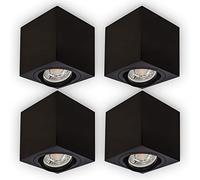 INNOVATE LED Spot en saillie orientable à 35° | Spot de plafond compact GU10 | Spot à poser moderne IP20 | Spot de plafond plat | Downlight apparent sans ampoule | 4 pièces, noir carré