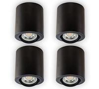 INNOVATE LED Spot en saillie orientable à 35° | Spot de plafond compact GU10 | Spot à poser moderne IP20 | Spot de plafond plat | Downlight apparent sans ampoule | 4 pièces, noir rond