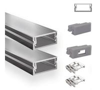 INNOVATE U-15 Profilé en aluminium pour ruban LED 2M Argent Dif. Opal 2x | Profilé en aluminium pour ruban LED 2M Convient pour bandes LED jusqu'à 15 mm Compatible Philips hue & Govee