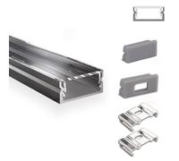INNOVATE U-15 Profilé en aluminium pour ruban LED 2M Argent Dif. trans 1x | Profilé en aluminium pour ruban LED 2M Convient pour bandes LED jusqu'à 15 mm Compatible Philips hue & Govee