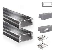 INNOVATE U-15 Profilé en aluminium pour ruban LED 2M Argent Dif. Trans 2x | Profilé en aluminium pour ruban LED 2M Convient pour bandes LED jusqu'à 15 mm Compatible Philips hue & Govee