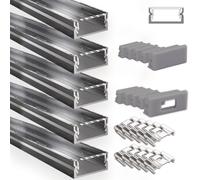 INNOVATE U-15 Profilé en aluminium pour ruban LED 2M Argent Dif. Trans 5x | Profilé en aluminium pour ruban LED 2M Convient pour bandes LED jusqu'à 15 mm Compatible Philips hue & Govee