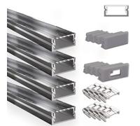 INNOVATE U-15 Profilé en aluminium pour ruban LED 2M Argent Dif. Transp 4x | Profilé en aluminium pour ruban LED 2M Convient pour bandes LED jusqu'à 15 mm Compatible Philips hue & Govee