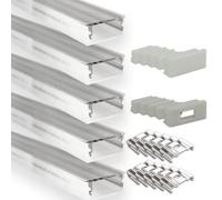 INNOVATE U-15 Profilé en aluminium pour ruban LED 2M Blanc Dif. Trans 5x | Profilé en aluminium pour ruban LED 2M Convient pour bandes LED jusqu'à 15 mm Compatible Philips hue & Govee