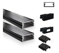 INNOVATE U-15 Profilé en aluminium pour ruban LED 2M Noir Dif. Noir 2x | Profilé en aluminium pour ruban LED 2M Convient pour bandes LED jusqu'à 15 mm Compatible Philips hue & Govee