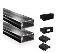 INNOVATE U-15 Profilé en aluminium pour ruban LED 2M Noir Dif. Trans 2x | Profilé en aluminium pour ruban LED 2M Convient pour bandes LED jusqu'à 15 mm Compatible Philips hue & Govee