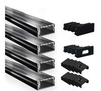 INNOVATE U-15 Profilé en aluminium pour ruban LED 2M Noir Dif. Trans 4x | Profilé en aluminium pour ruban LED 2M Convient pour bandes LED jusqu'à 15 mm Compatible Philips hue & Govee